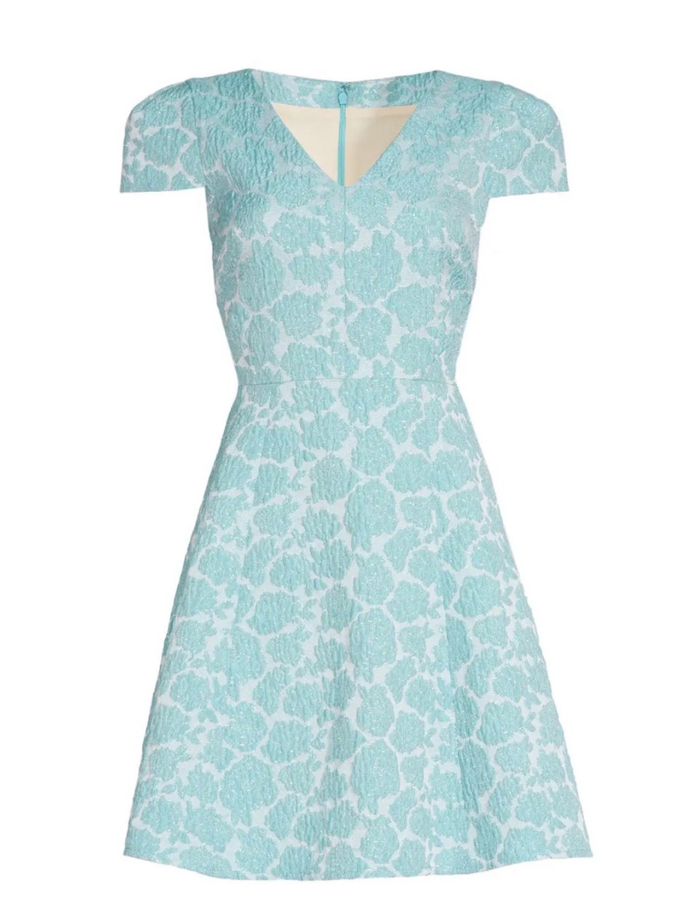 4.Collective Jacquard Textured Aqua Floral Fit-and-Flare Mini Dress